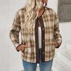 Autumn 2025 Women's Retro Plaid Cardigan Jacket with Button Trim