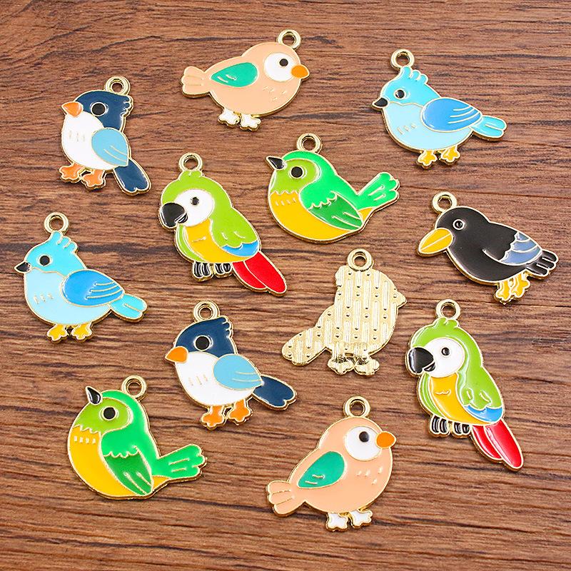 10pcs DIY Jewelry Accessories Cute Multi-colored Bird Parrot Pendant