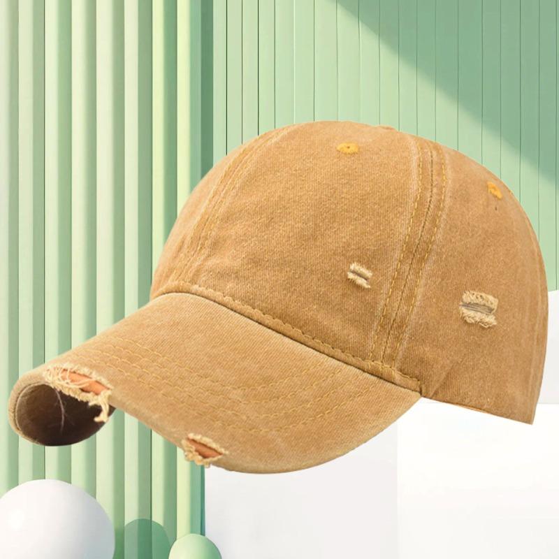 Washed and old baseball caps can be worn in all seasons, men's fashion ripped rough edge cap print hat