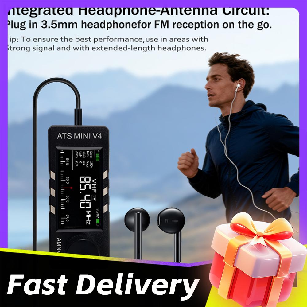 AMNVOLT V4 ATS MINI SI4732 Radio with Headphone Amplifier DSP Radio All Band FM AM SSB LSB USB Radio Receiver for Camping