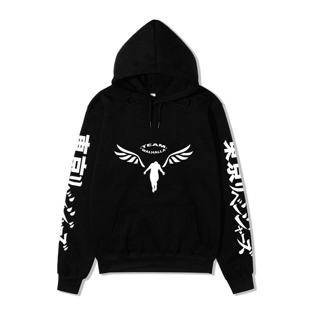 Men Women Fleece Hoodie Tokyo Revengers Walhalla Logo Autumn Winter Japanese Letter Street Long Sleeve Anime Sweatshirt