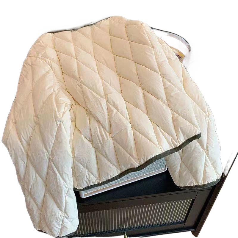 2023 Korean Color Block Diamond Pattern Short Cotton Padded Winter Jacket with Turn-Down Collar