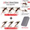 Fly Fishing Flies Kit, 24Pcs/Set Handmade Flies Fishing Lure, Dry/Wet Flies Fishing For Trout Bass Biomimetic Bait Lure, With Flies Box