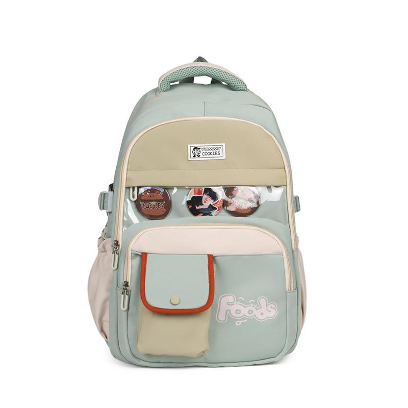 Nouveau Sac à Dos Décontracté Automne et Hiver de Haute Valeur avec Lettres Fraîches en Blocs de Couleurs pour Étudiantes du Primaire et du Secondaire