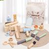 Simulation Wooden Educational Kids Children Cleaning Games Makeup Set Pretend Play Hairdressing Tools Toys for Children Girls