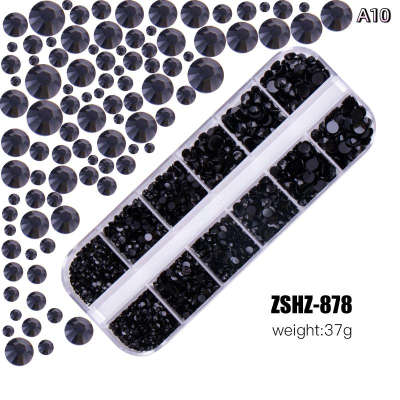 12Grids Box Mix Nail Art Rhinestone Nail Beads AB Crystal Flatback Jewelry Gems With Storage Organizer For Multicolour Nail Art