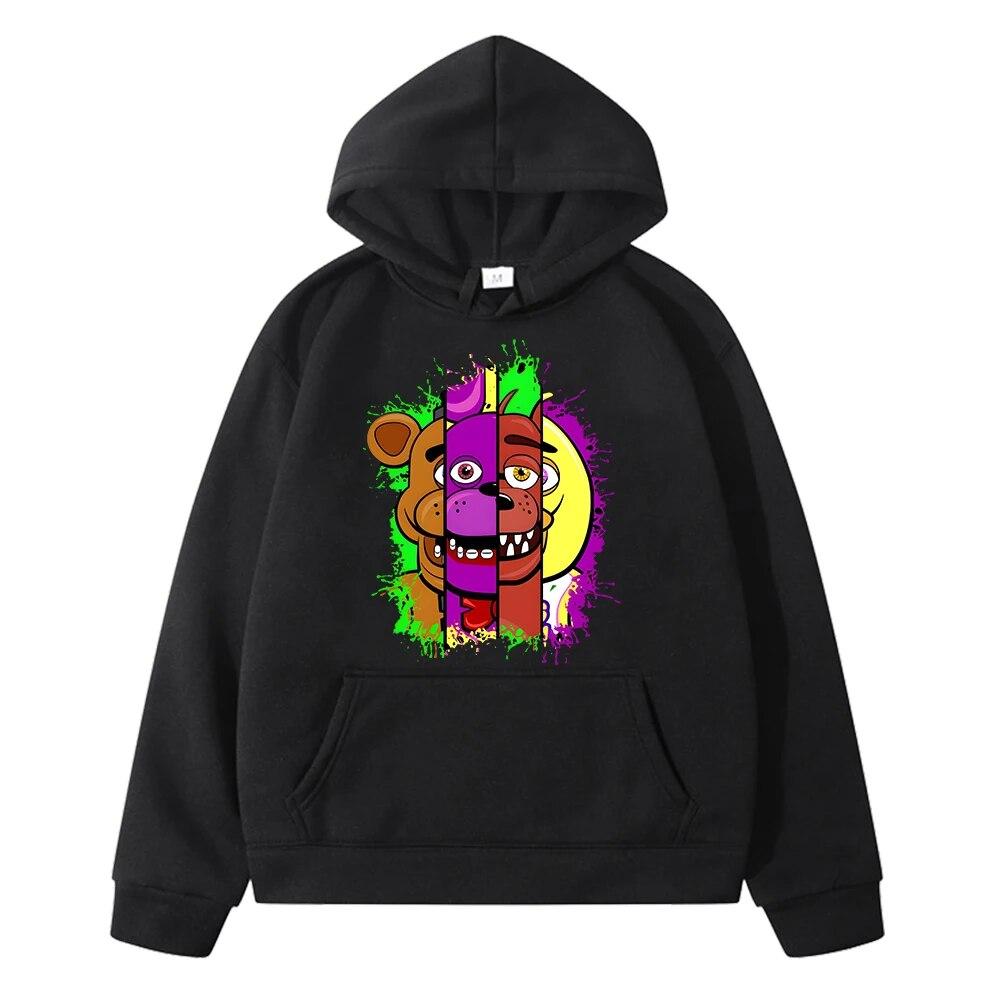 

Толстовки FNAF, флисовый пуловер, осенняя куртка для мальчиков, y2k sudadera Bear Rabbit Game Kawaii, толстовка с капюшоном в стиле аниме, детская одежда для девочек 130 чёрный