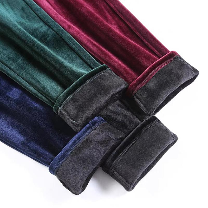 Winter Thicken Velvet Pencil Pants Women's High Waist Plush Fleece Lined Ankle-length Pantalons Slim Leggings