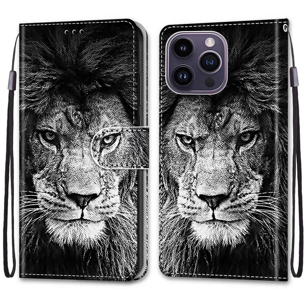 Husă de piele pictată de lux, tip portofel, tip carte, pentru iPhone 16, 15, 14, 13, 12 Pro Max, 15Pro, 16Pro, iPhone 11