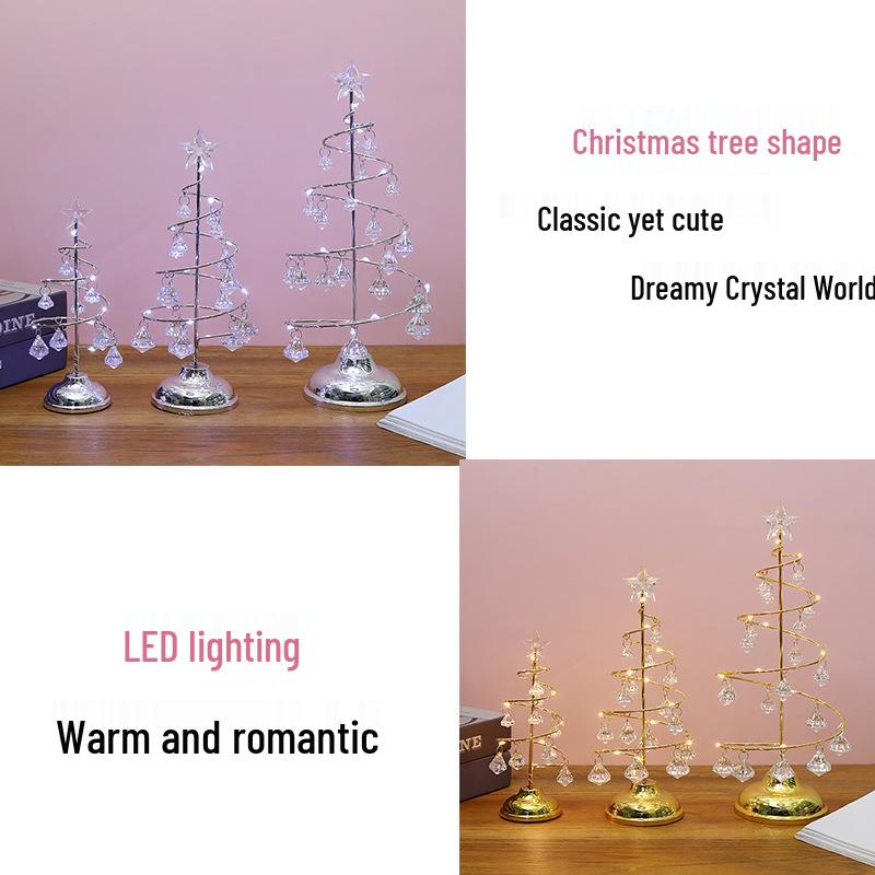 LED Kristall Weihnachtsbaum: Galvanisiertes Eisenkunst Tischornament & Nachtlicht
