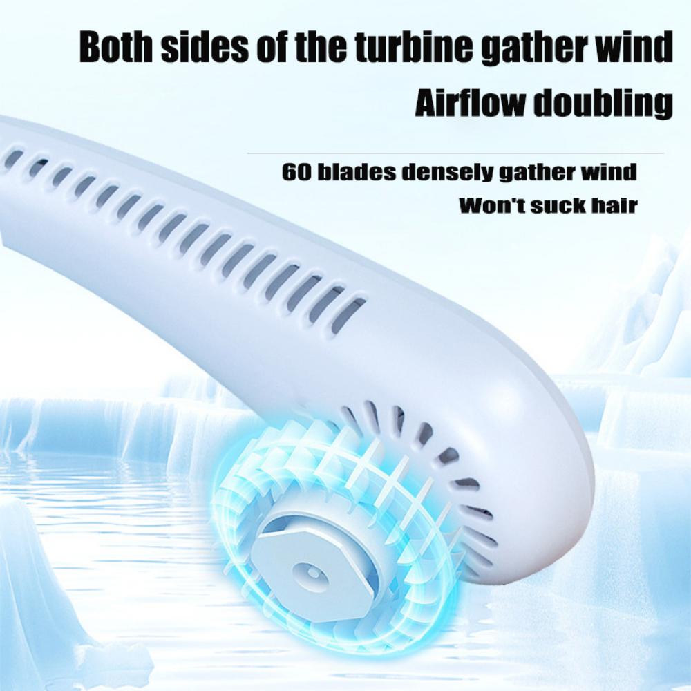 Portable Neck Fan USB Rechargeable Bladeless FAN MINI Electric Ventilador Silent Neckband Wearable Cooling for Sports
