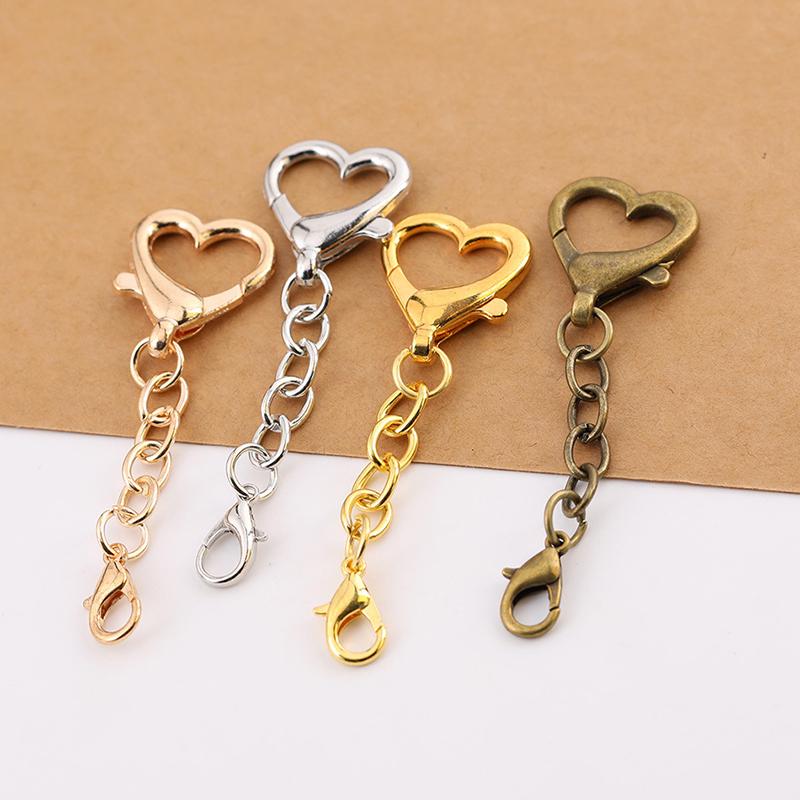10Pcs Unique Alloy Heart Keyring Pendant Heart Shaped Clasp For Diy Projects