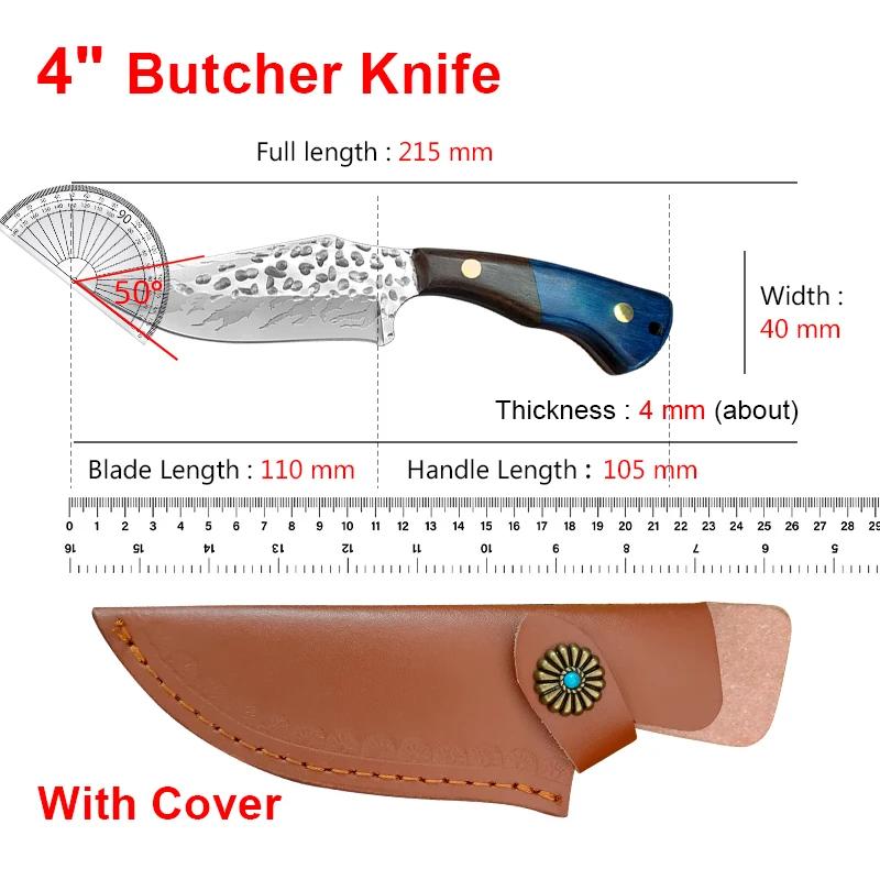 Forged Kitchen Knives Meat Cleaver Chopping Vegetables Butcher Knives Hiking Camping Barbecue Outdoor Survival Knife Wood Handle