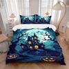 3pcs Haunted House Halloween Bedding Set Down Comforter Cover and Pillowcases, Suitable for All Seasons(No Insert)-0729086