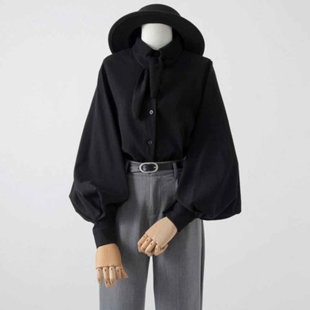 Žena Halenky jaro podzimní styl košile dáma s dlouhým rukávem stojáček límeček volné blůzy