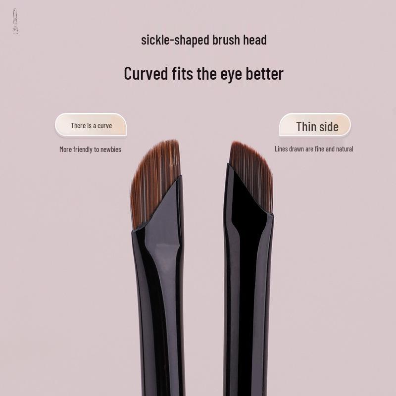 Ultra-thin Sickle Eyeliner & Flat-head Eyebrow Brush for Lower Eyelid and Under-eye Detail