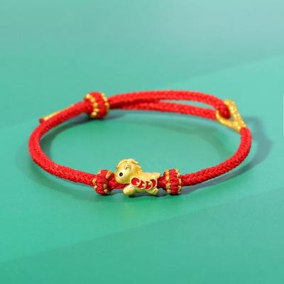 Chinese Style Horse Bead Bracelet Blessing Wristband New Year Bracelet Hand Jewelry Zodiac Horse Red Rope Bracelet