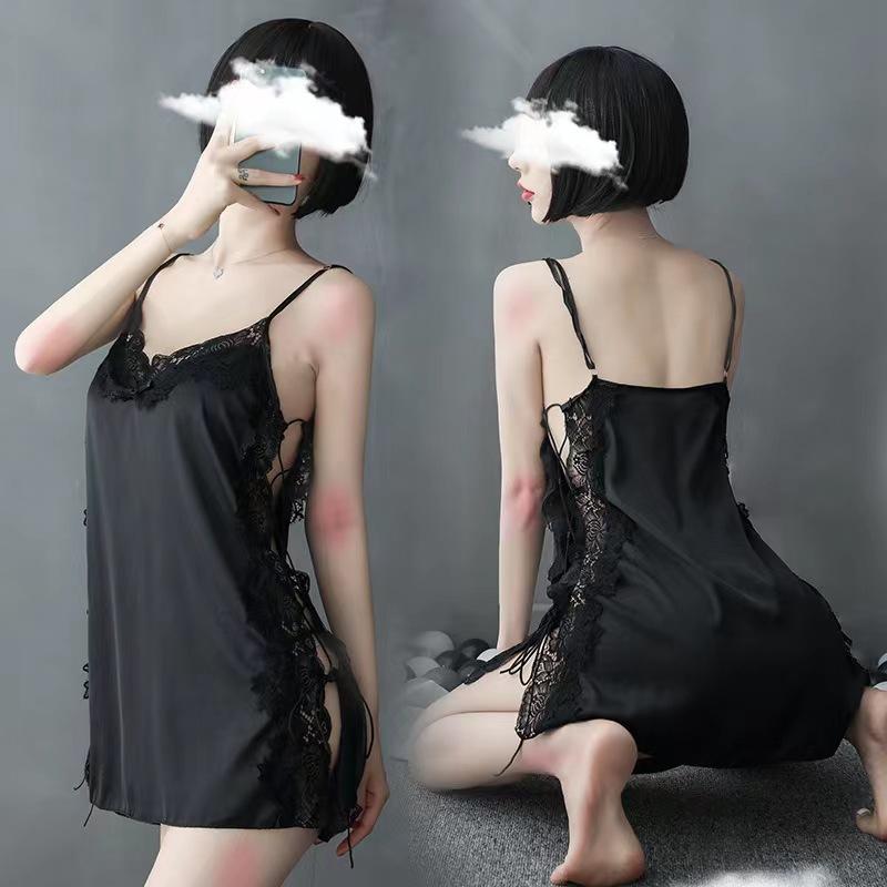 

Sexy suspender nightdress women s side split strap sexy lingerie lace temptation direct supply m (40-55kg)