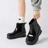 Stivali da Pioggia da Donna Outdoor Giapponesi-Coreani Eleganti - Tomaia in PVC Antiscivolo di Alta Qualità, Soletta Ammortizzata in EVA e Fodera in Tessuto, Design a Punta Tonda