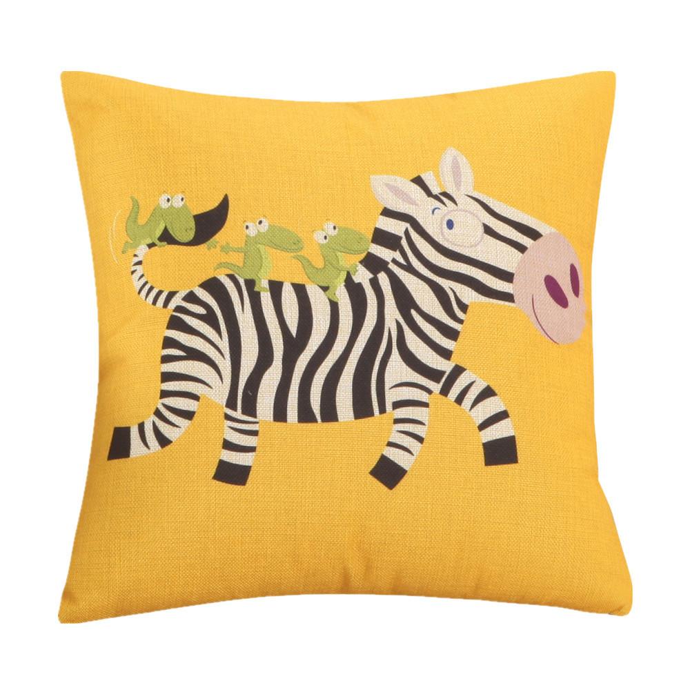 45x45cm Cartoon Animal Printed Cotton Linen Cushion Cover Home Sofa Chair Children Bedroom Decoration
