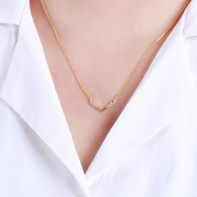 Antler Necklace with You All The Way Pendant Clavicle Chain Girl's Cute Best Friend N. Style