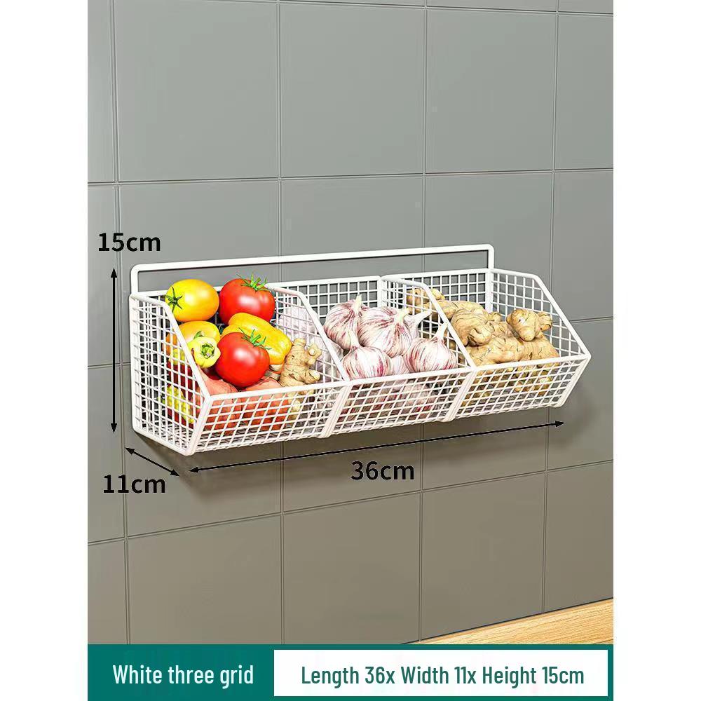 Wall-Mounted Storage Basket for Scallions, Ginger, and Garlic
