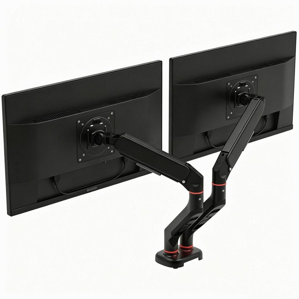 Dual Monitor Floating Mount: Aluminum Alloy Swing Arm with Universal Adjustment and Non-Sinking Head