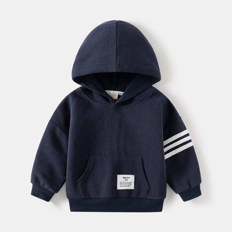 K-style Spring and Autumn Children's Clothing Boys Hooded Sweatshirt Baby Boy Three Bars Long Sleeves Pullover Hoodie Kids Tops
