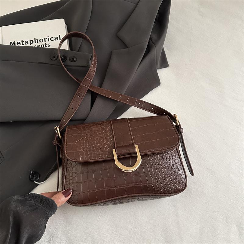 Bag Women's 2025 New High-value Crocodile Pattern Baguette Small Bag Fashion Versatile Handbag Underarm Shoulder Bag