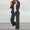 Women 2 Pieces Elegant Slim Fit Jacket Formal  Work Pant Lapel Coat Set
