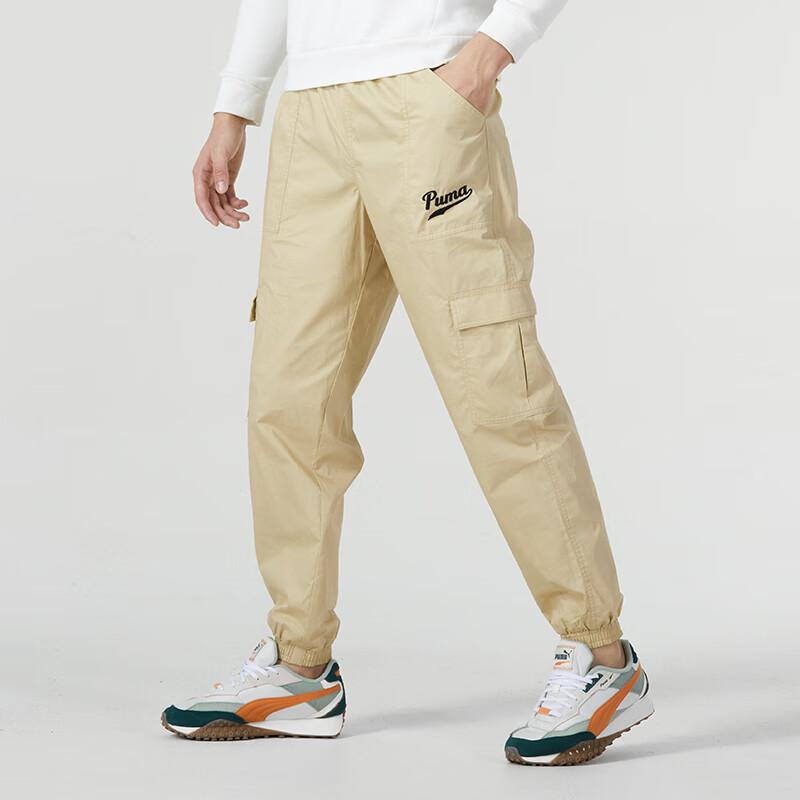 Puma Letter Print Cuffed Casual Pants Men Bottoms Khaki 538357-11
