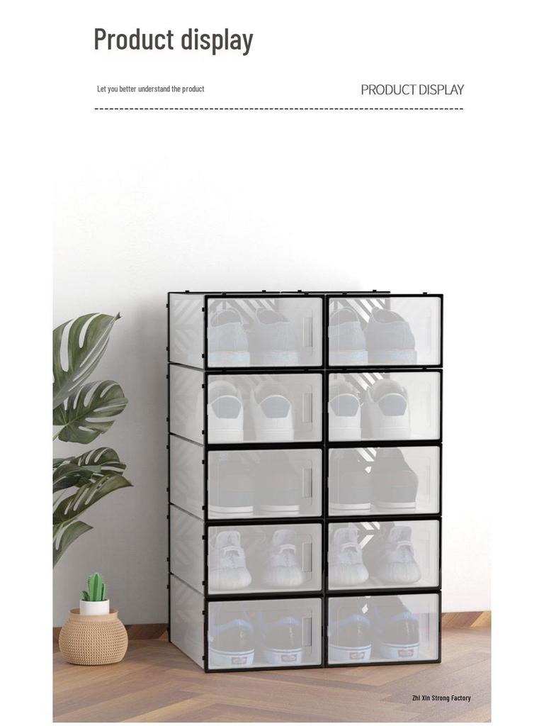 Thickened Double-Frame Transparent Shoe Storage Box - Dustproof & Moistureproof Shoe Rack for Home or Dorm