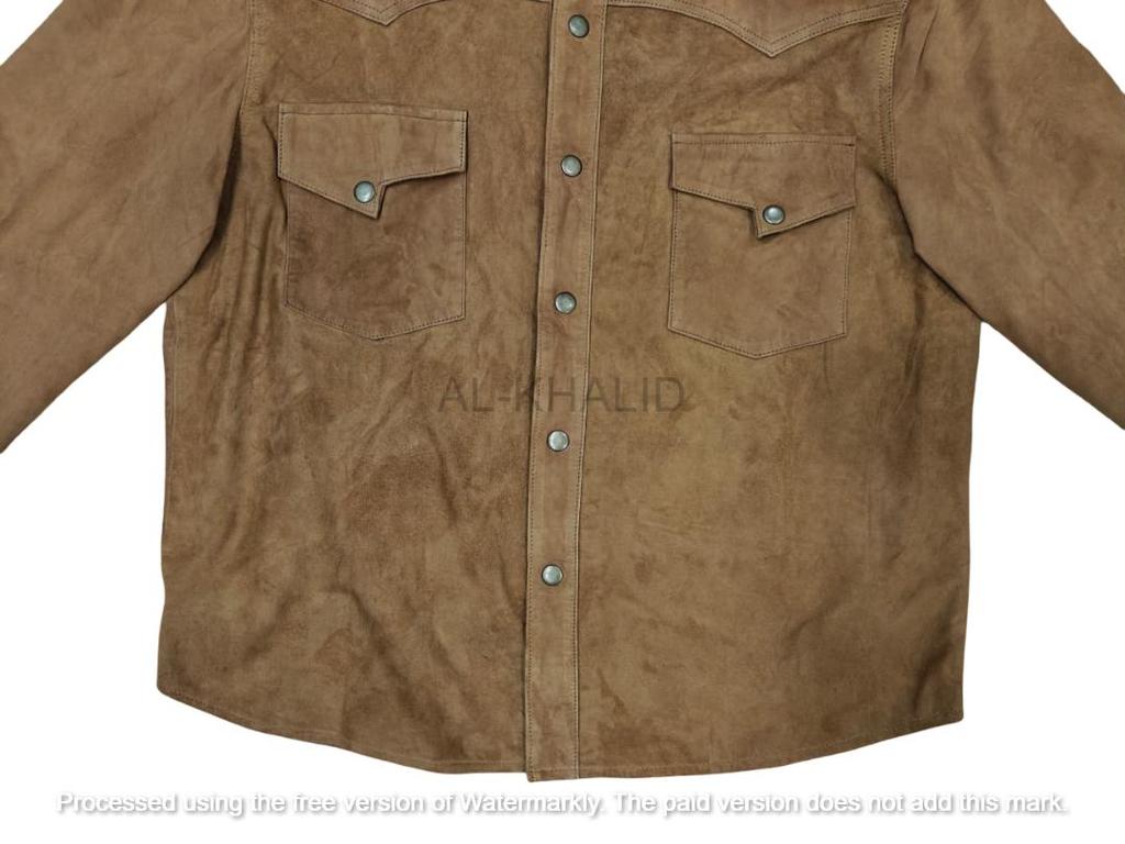 Men's Brown Real Soft Suede Leather Shirt Pure Lambskin Shirt Handmade Casual