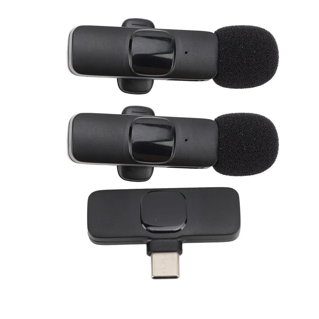 Wireless Lavalier Microphones 1 Tows 2 Intelligent Noise Reduction Cordless Omnidirectional Recording Mic Wireless Clip