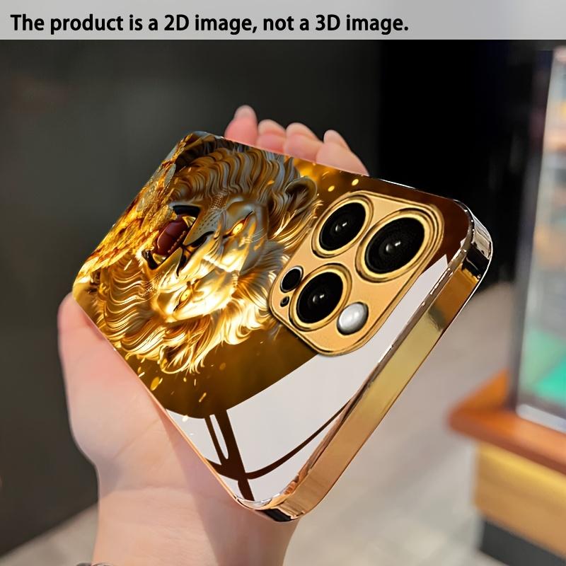 Lion pattern electroplated glass phone case suitable for iPhone 17 16 15 14 13 12 11 Pro/Max/Plus shockproof back cover