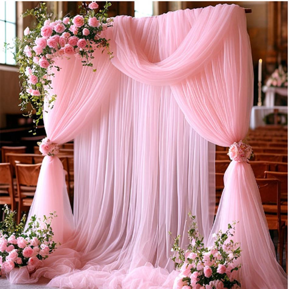 Tulle background Curtain, Organza Tulle Fabric Used for Wedding Party Decoration, Baby Birthday Diy Hand-made Fabric.