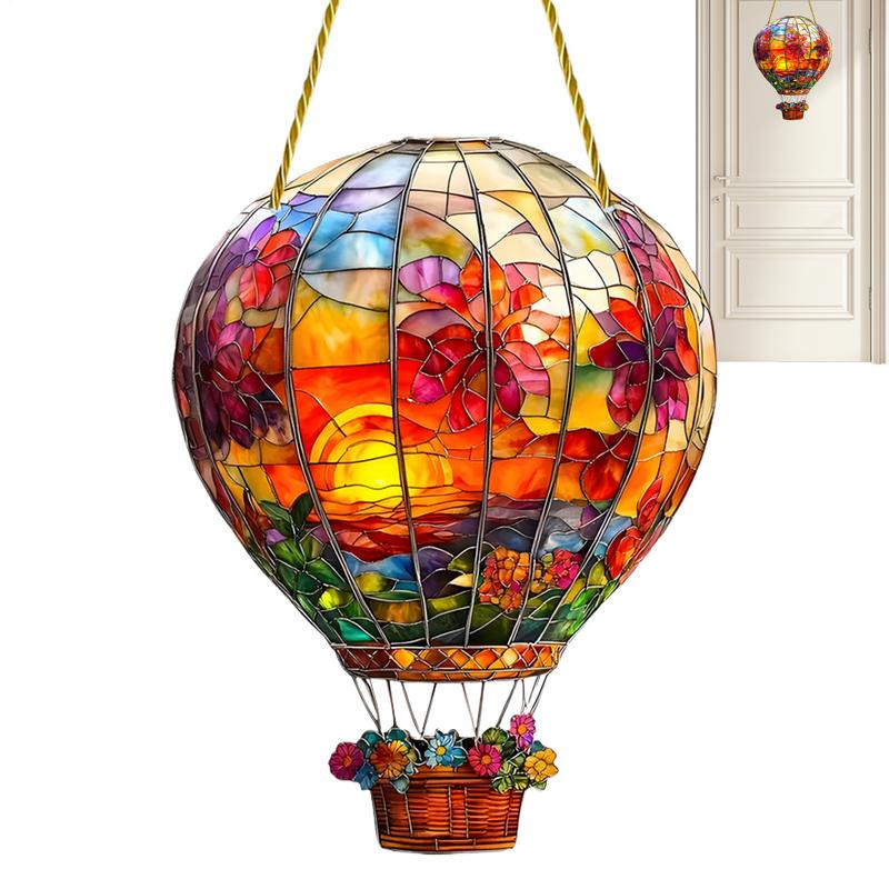 Acrylic Hot Air Balloon Sun Catcher Hangable Art Rainbow Disc Pendant For Window Home Wall Garden Hanging Decoration