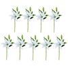 9 Pcs Artificial Lily Flowers for Easter Realistic White Fake Tiger Lilies