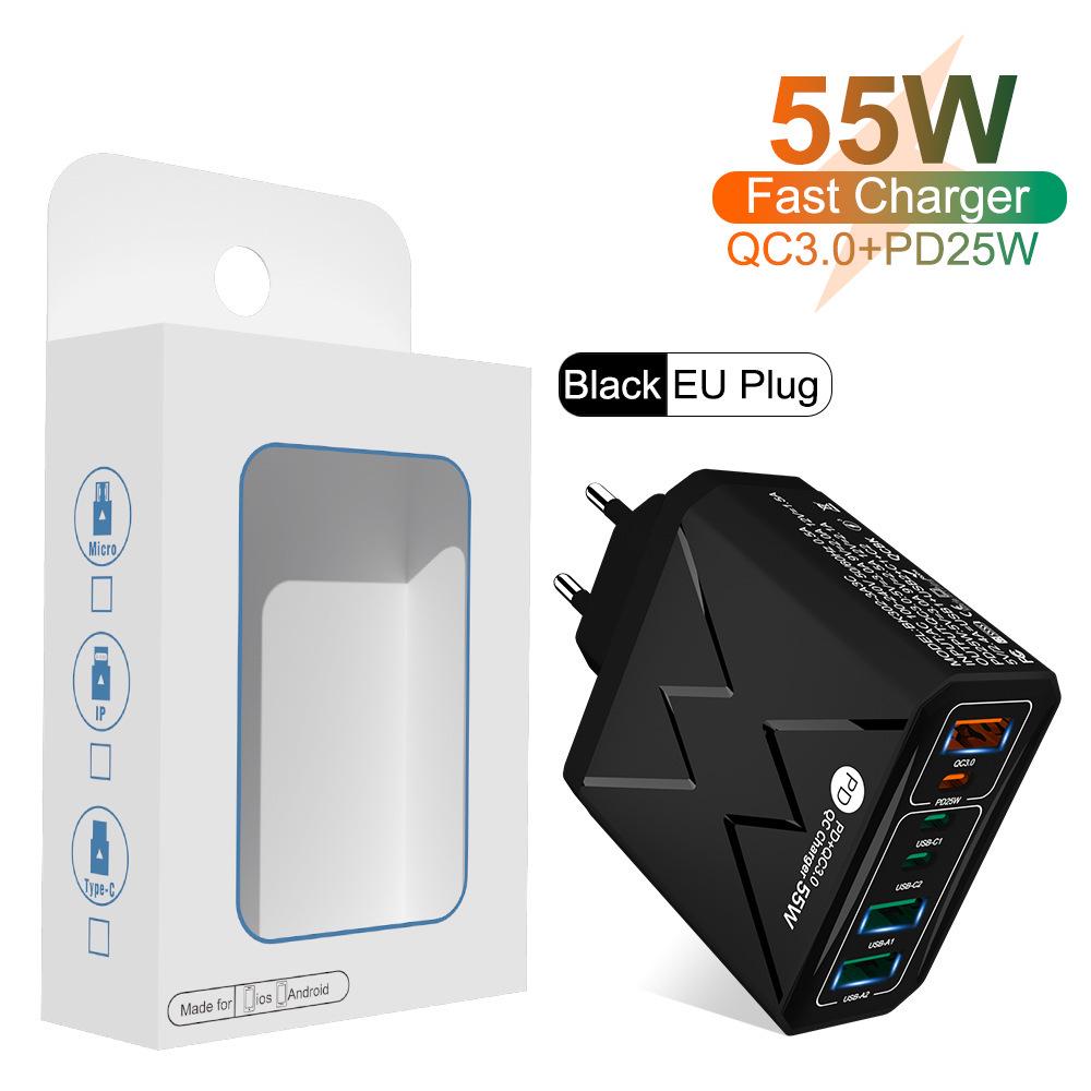 65W PD Fast Charger QC3.0, Compatible with Phones and Tablets, EU Standard.