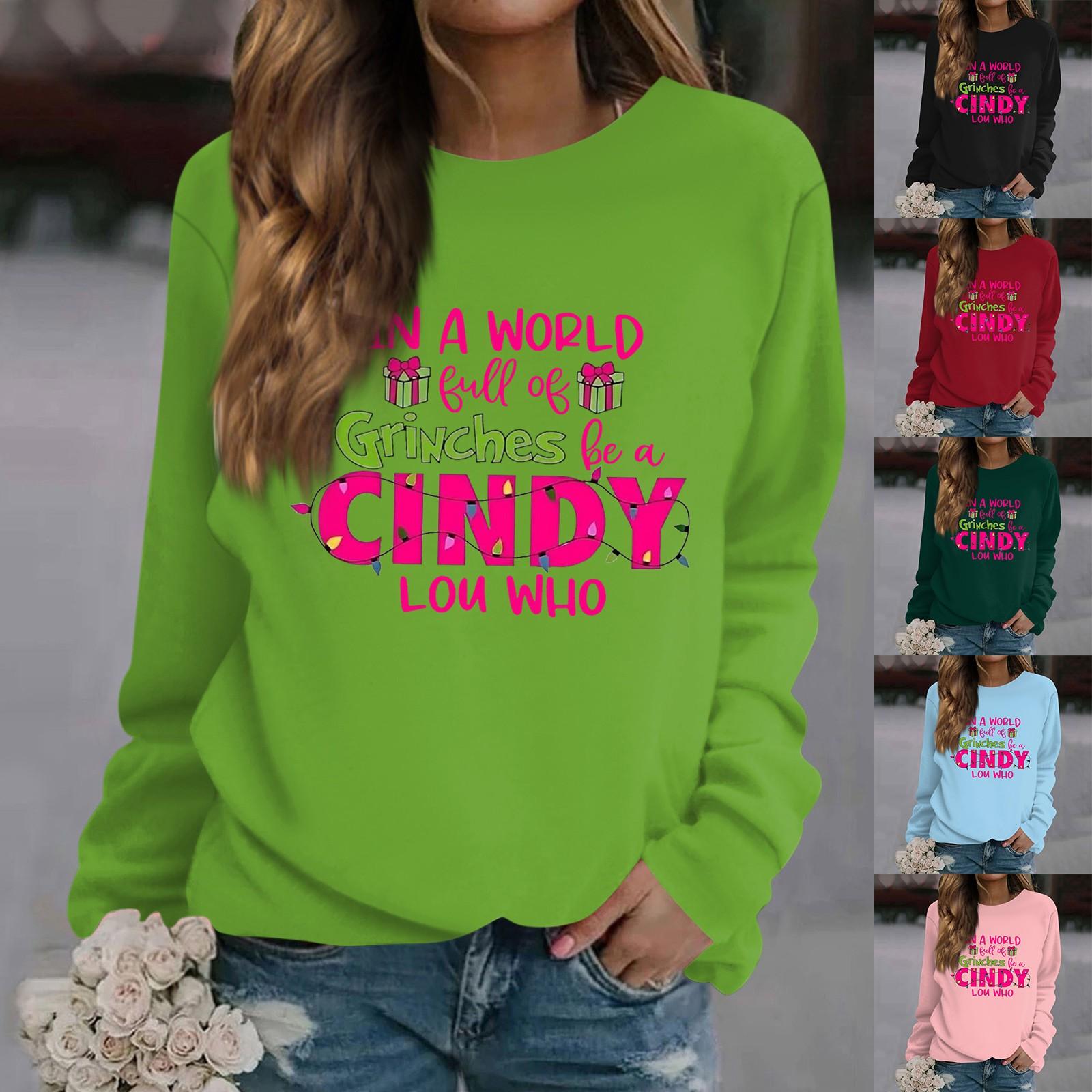 

Женская повседневная модная блузка с длинным рукавом и круглым вырезом с рождественским принтом XXXL