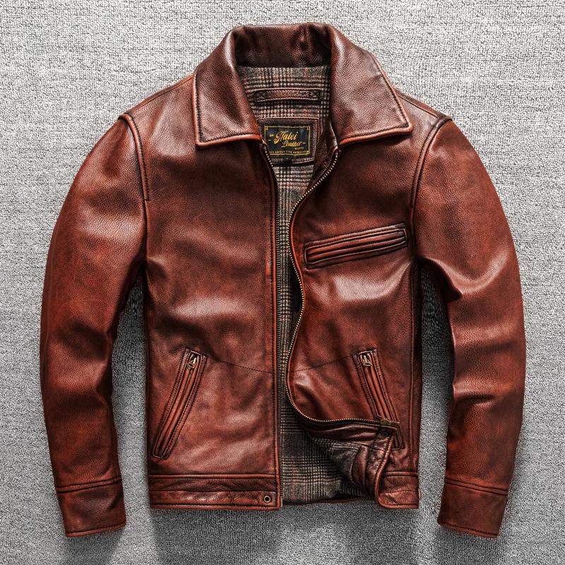 Leather Men's Slim Fit Classic Leather Jacket Casual Jacket