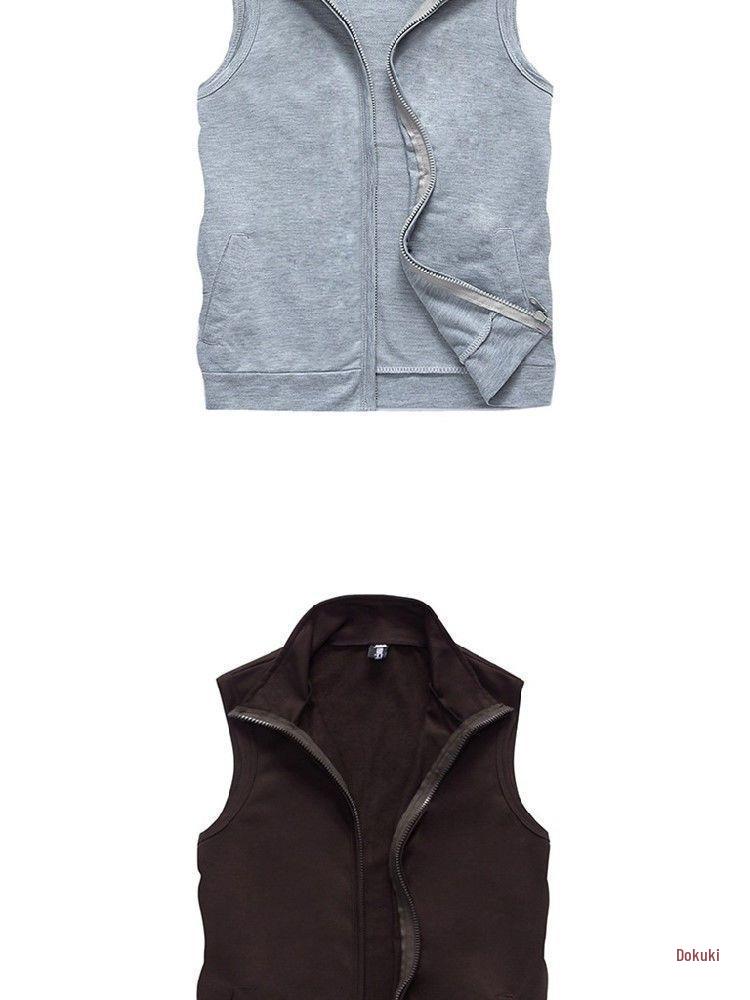 Men's Slim Fit Hooded Sleeveless Vest - Spring/Autumn, Plus Size, Lightweight Fitness Cardigan