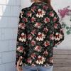 Women Button Down Long Sleeve Collared Shirt with Halloween Themed Print Casual Fit Blouse Top