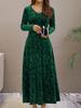 Spring Autumn New Style Elegant High-End Evening Gown Velvet Midi Dress for Women