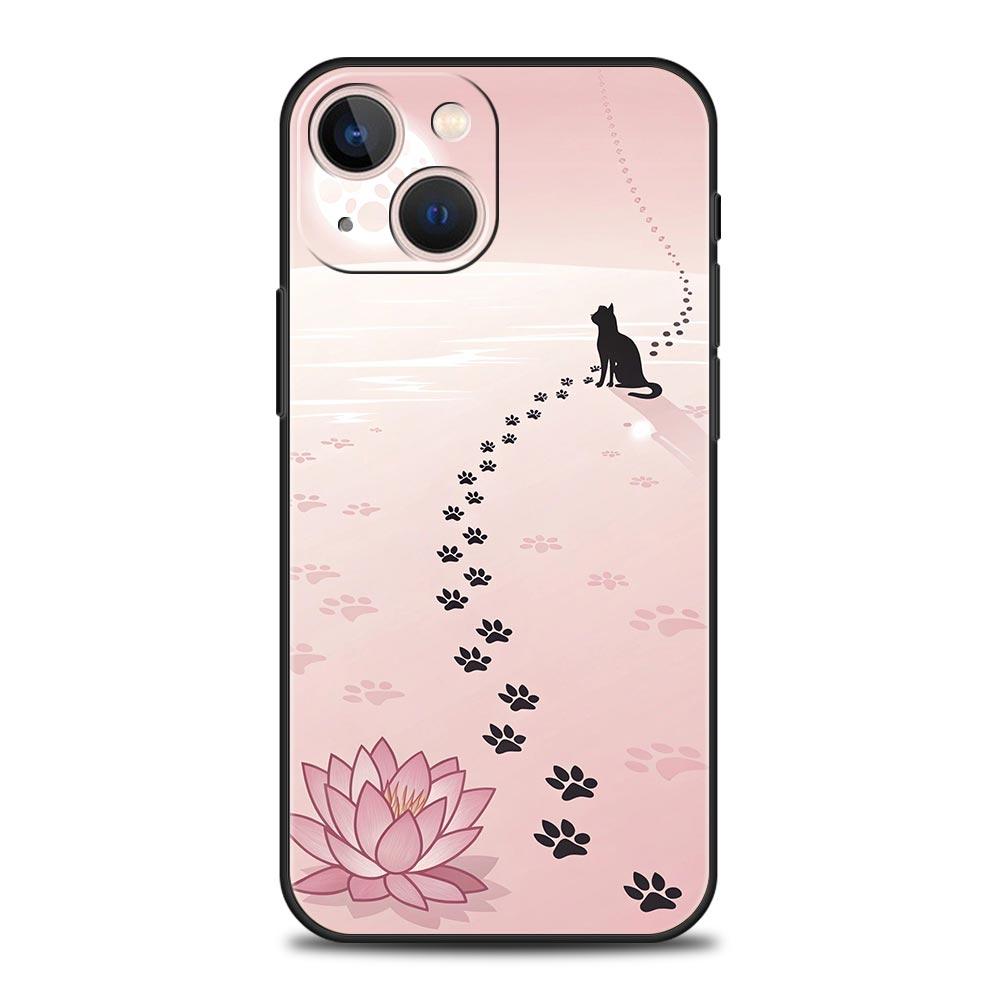 Abstract Creative Cat Line Pattern Phone Case Cover for iPhone 17 16 15 14 13 12 11 Pro Max 17Air Plus Shockproof Soft TPU Shell