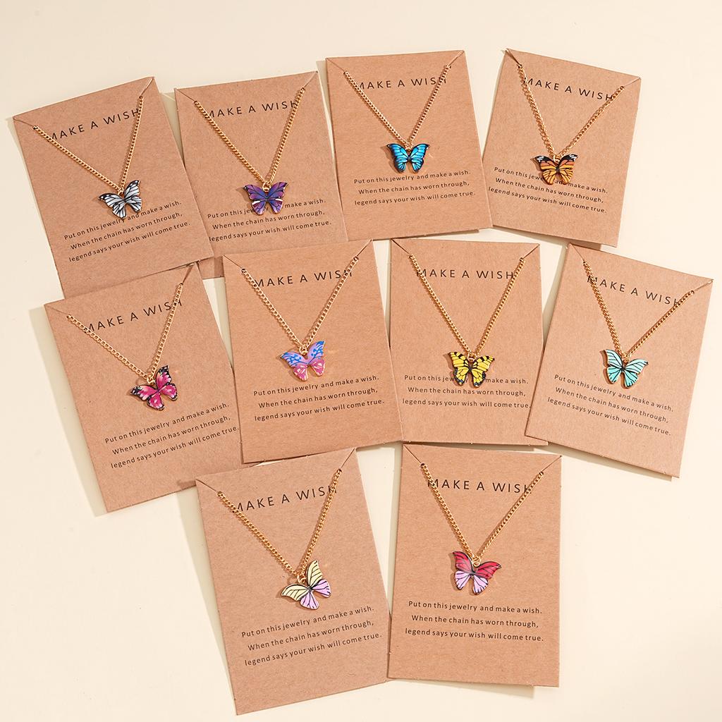 10 Pcs Fashion Butterfly Necklaces For Women Boho Vintage Colorful Simple Pendant Choker Chain New Jewelry Gifts