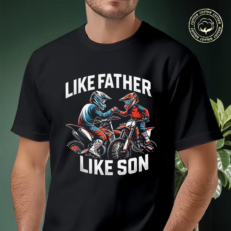 Men Cotton Casual T-shirts Dirtbike Motocross Racing MX Dirt Bike Family Father Son Tee Mens Su