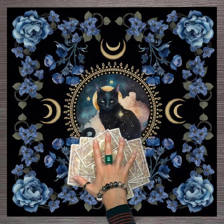 Blumenkatzenmuster Tarot-Tischdecke Astrologie Hexerei Decktuch Wanddekoration