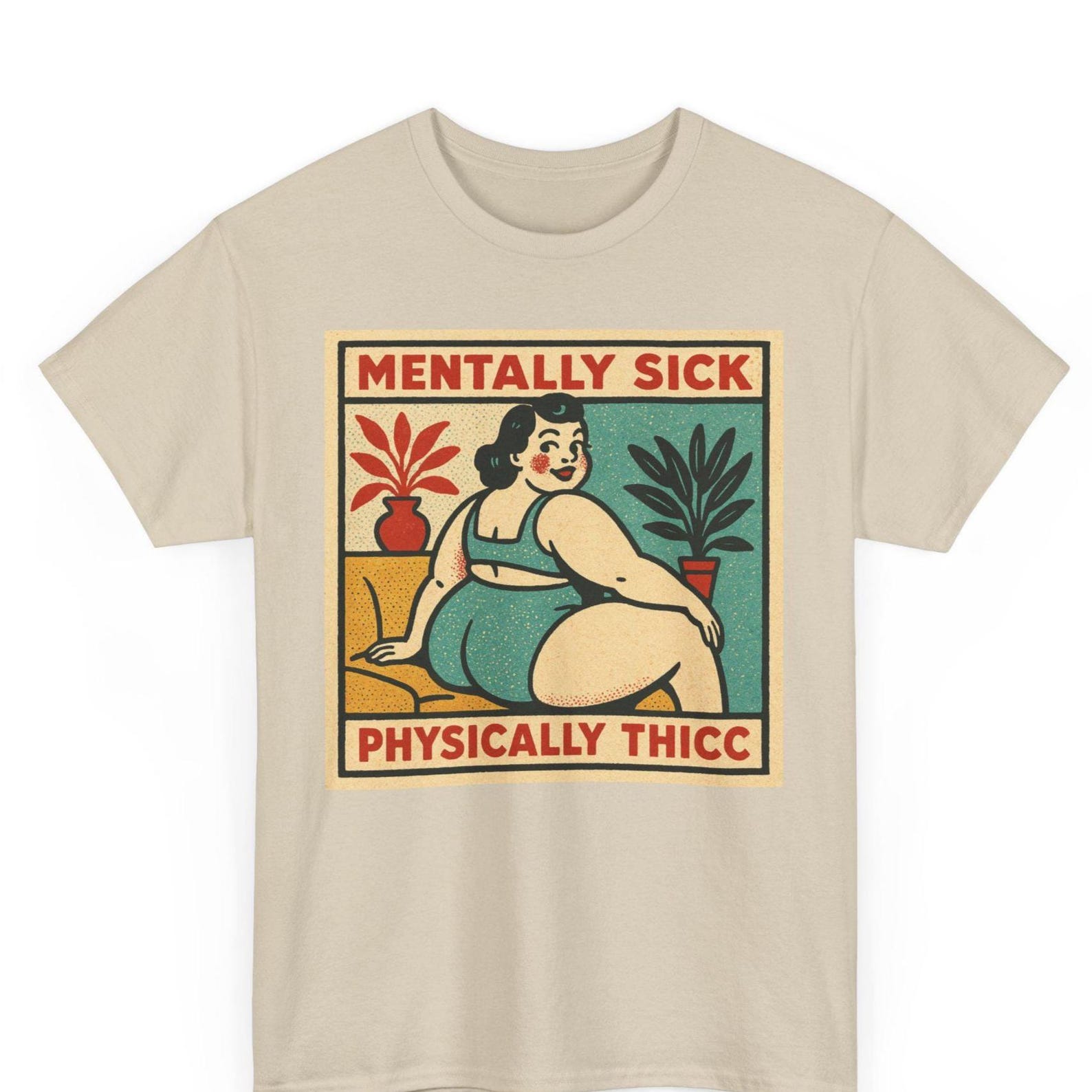 Mentally Sick Physically Thicc T-Shirt: Retro Comic Pop Art Tee 2XL