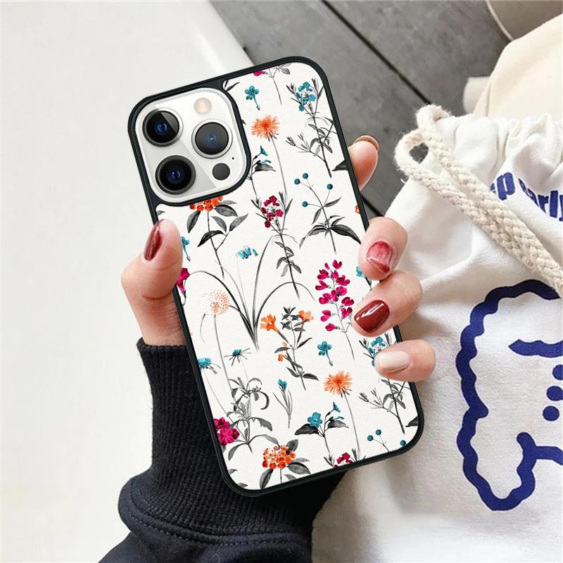 Vintage Leaves Flower Phone Case For iPhone 17 Air 15 16 Cover  11 13 14 Pro Max 12 Plus Max Fundas